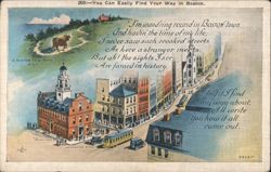Boston Cow-Path, Crooked Streets & Old State House Postcard
