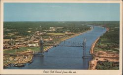 Cape Cod Canal Railroad Bridge Aerial View Postcard