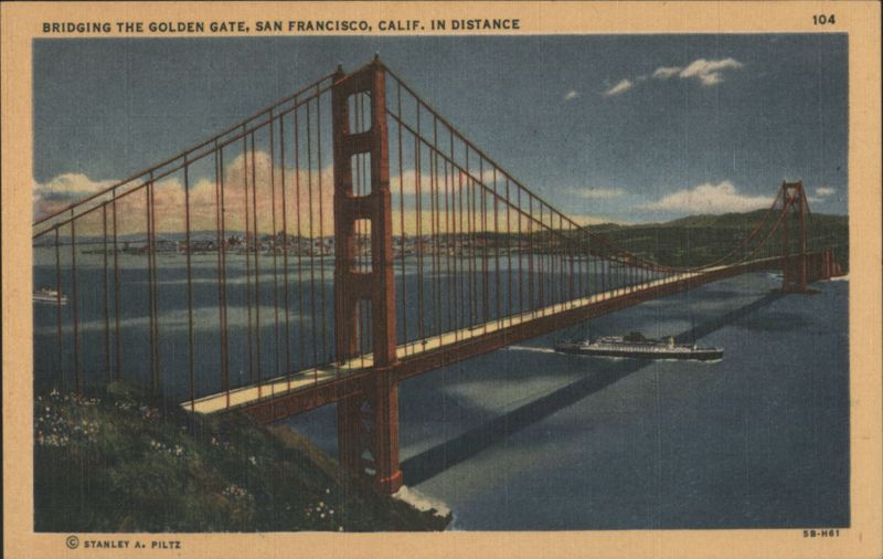 Bridging the Golden Gate, San Francisco, Calif. in Distance California