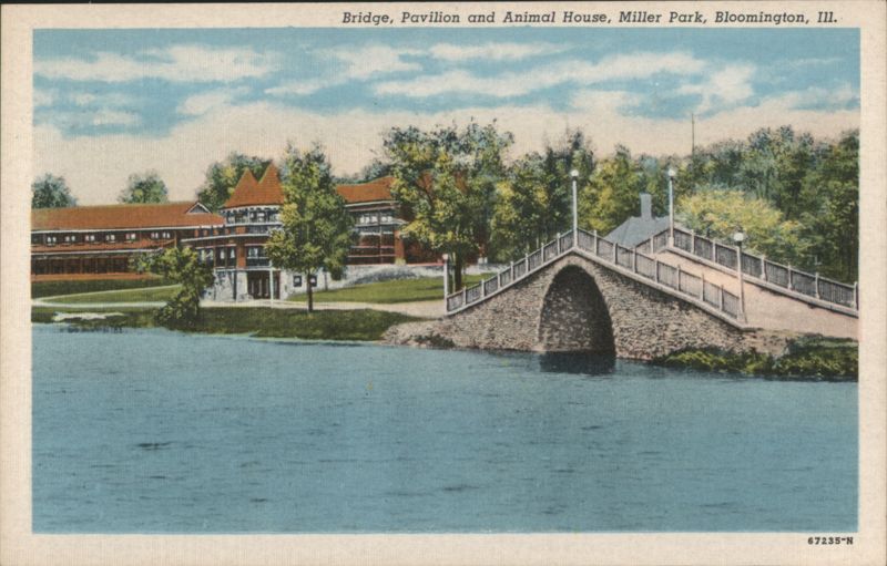Bridge, Pavilion & Animal House, Miller Park Bloomington Illinois