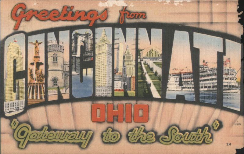 Cincinnati Ohio Gateway to the South Lettering