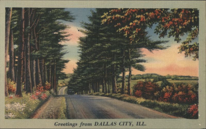 Tree-lined Road, Dallas City, IL Illinois
