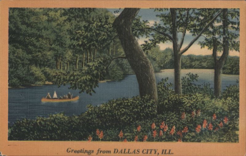 Dallas City, IL River Scene with Boat Illinois