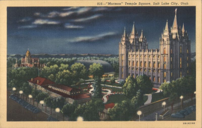 Mormon Temple Square at Night Salt Lake City Utah