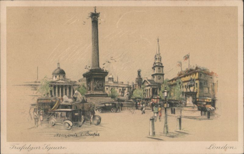 Trafalgar Square Nelson's Column London Sketch United Kingdom