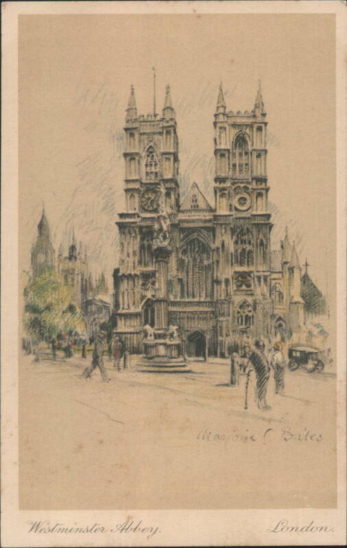 Westminster Abbey London Sketch by Marjorie C. Bates England