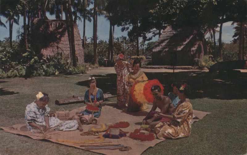 Ula Mau Villagers, Feather Work & Lauhala Plaiting Honolulu Hawaii