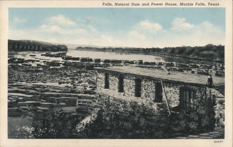 Falls, Natural Dam and Power House Marble Falls Texas