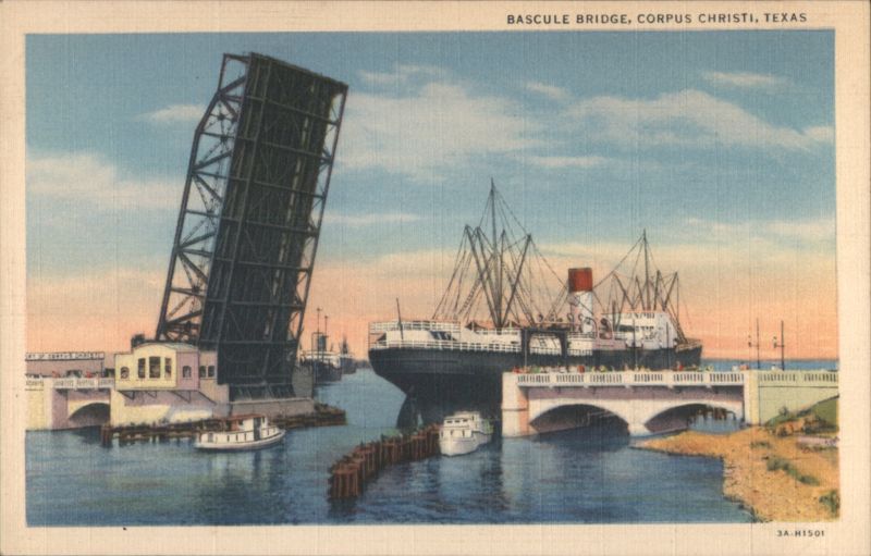 Bascule Bridge and Ship, Corpus Christi Texas