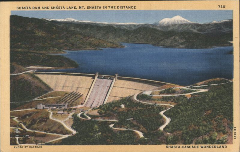 Shasta Dam and Shasta Lake, Mt. Shasta in the Distance Redding California