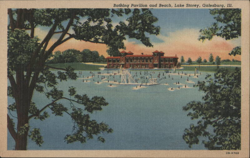Bathing Pavilion & Beach, Lake Storey Galesburg Illinois