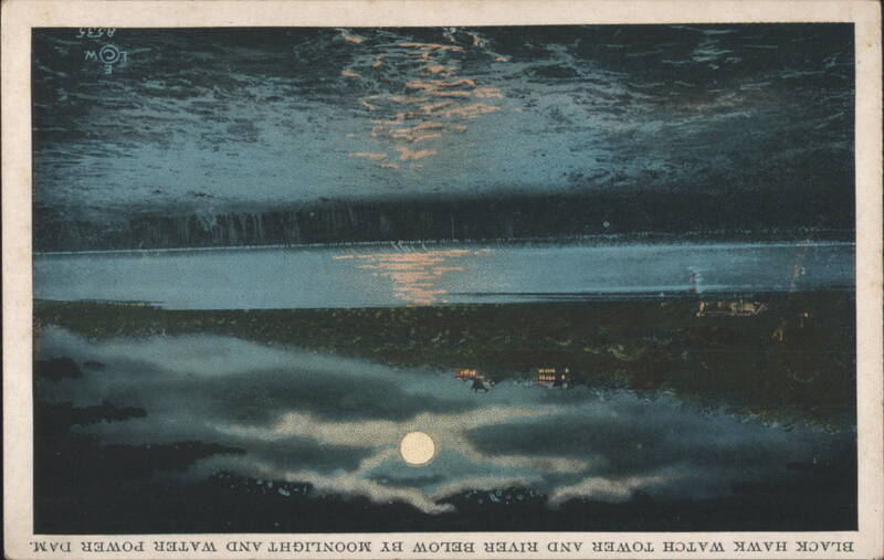Black Hawk Watch Tower, Moonlight River & Power Dam Rock Island Illinois