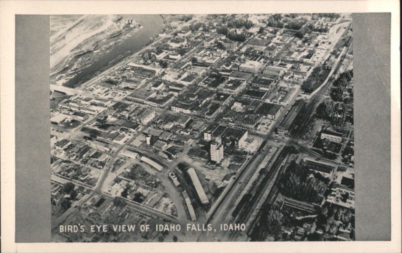 Bird's-Eye View of Idaho Falls, Snake River & Falls