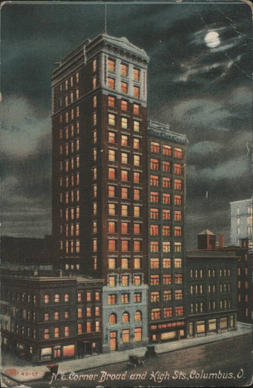 N.E. Corner Broad and High Sts. Columbus, OH at Night Ohio