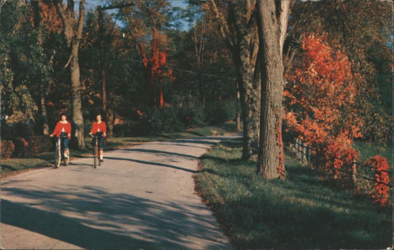 Pine Lake Beach Johnsonville NY Autumn Bicyclists New York