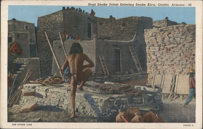 Hopi Snake Priest Entering Snake Kiva, Oraibi, Arizona