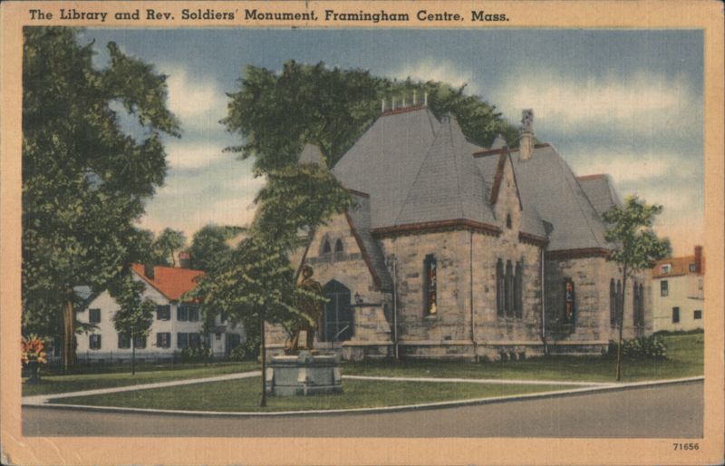 Library & Rev. Soldiers' Monument, Framingham Centre, MA Massachusetts