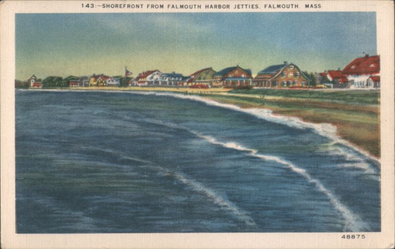 Shorefront from Falmouth Harbor Jetties Massachusetts