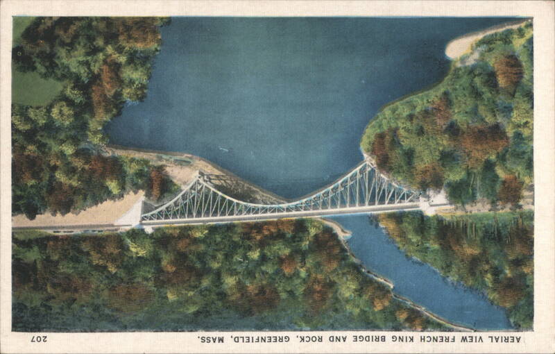 Aerial View French King Bridge and Rock Greenfield Massachusetts
