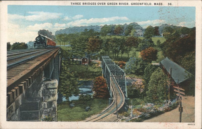 Three Bridges Over Green River, Greenfield, Mass. Massachusetts