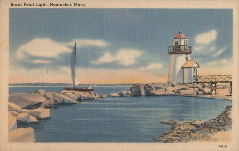 Brant Point Light with Sailboat, Nantucket Massachusetts