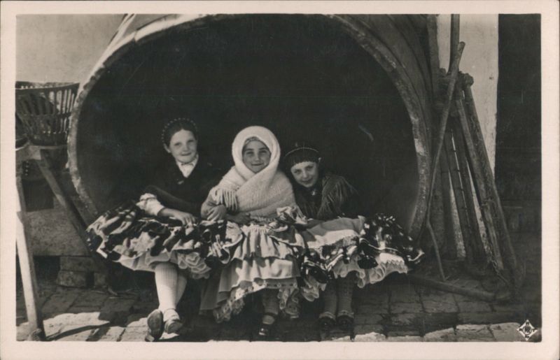 Szekszárd Children in Traditional Costume, Barrel Hungary