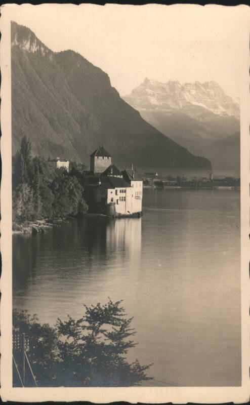 Château de Chillon on Lake Geneva with Mountains Territet Switzerland