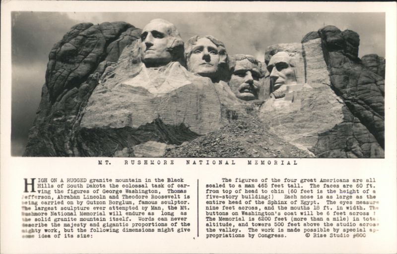 Mt. Rushmore National Memorial - Washington, Jefferson, Lincoln, Roosevelt South Dakota