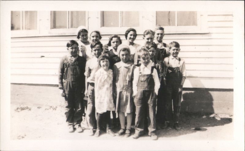 Group of Children Outside Wooden Building Photographs & Snapshots