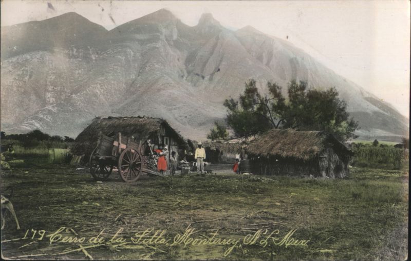 Cerro de la Silla, Rural Scene with Thatched Houses Monterrey NL Mexico