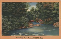Greetings from Dallas City, IL - River Landscape Postcard