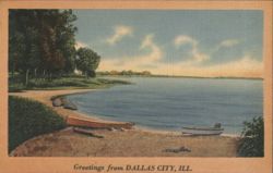 Lake Scene with Boats - Dallas City, Illinois Postcard