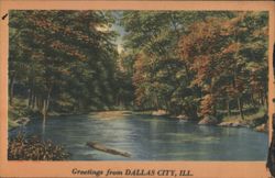 River Scene with Autumn Trees Postcard