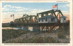 International Bridge Across Rio Grande, Brownsville TX & Matamoros MX Postcard