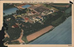Aerial View of Coney Island Amusement Park Postcard