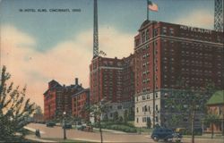 Hotel Alms with Radio Tower, Cincinnati, Ohio Postcard