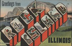 Rock Island Illinois Large Letter Greetings View Postcard