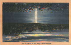 Greetings from Rock Island, Ill. Moonlit Water Scene Postcard
