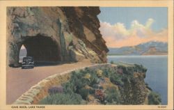 Cave Rock, Lake Tahoe - Tunnel Road with Car Postcard