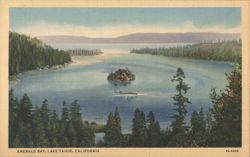 Emerald Bay, Lake Tahoe, California with Fannette Island Postcard