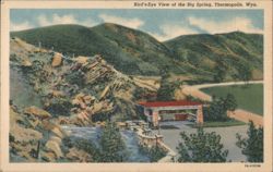 Bird's-Eye View of the Big Spring, Thermopolis, WY Postcard