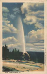 Lone Star Geyser Erupting, Yellowstone Park Postcard