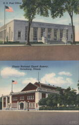US Post Office & Illinois National Guard Armory, Galesburg IL Postcard