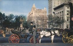 Carriages on 59th Street, New York City Postcard