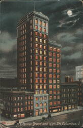 N.E. Corner Broad and High Sts. Columbus, OH at Night Postcard