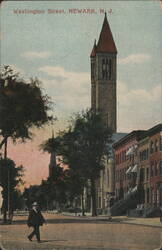 Washington Street Church Tower & Buildings, Newark Postcard