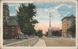 North Main Street & Soldiers' Monument Postcard
