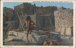 Hopi Snake Priest Entering Snake Kiva, Oraibi, Arizona Postcard