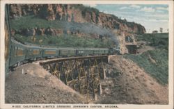 California Limited Train Crossing Johnson's Canyon Postcard