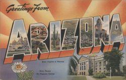 Greetings From ARIZONA State Capitol Phoenix Saguaro Cactus Postcard